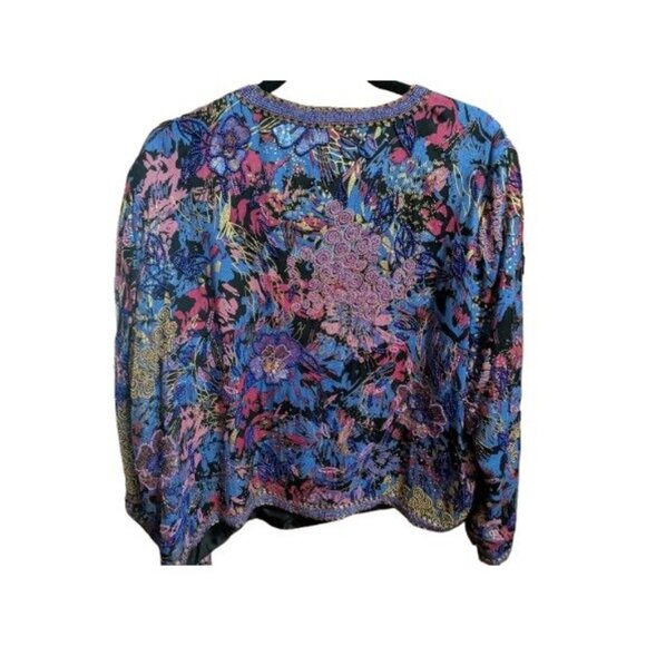 Indigo Moon Beaded Open Front Cardigan with Sequins sz XXL Purple Pink Gold NWT - Picture 6 of 8